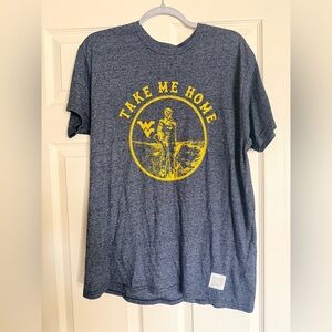 Take Me Home Blue Heather Graphic Tee with Yellow Print